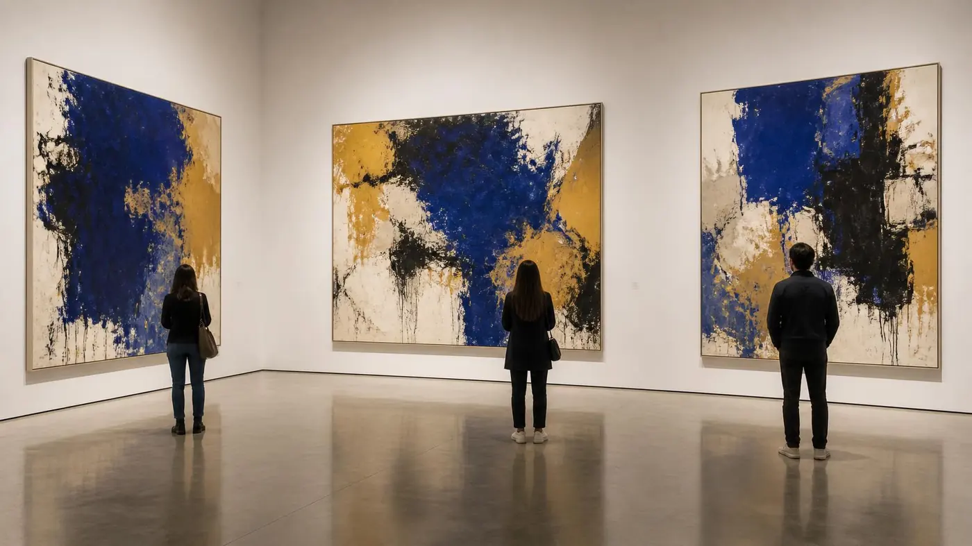 Salle d'exposition avec les grands formats de Clara Vézina