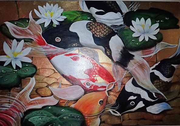 Koi Fish with Lily pads-Giorann Henshaw