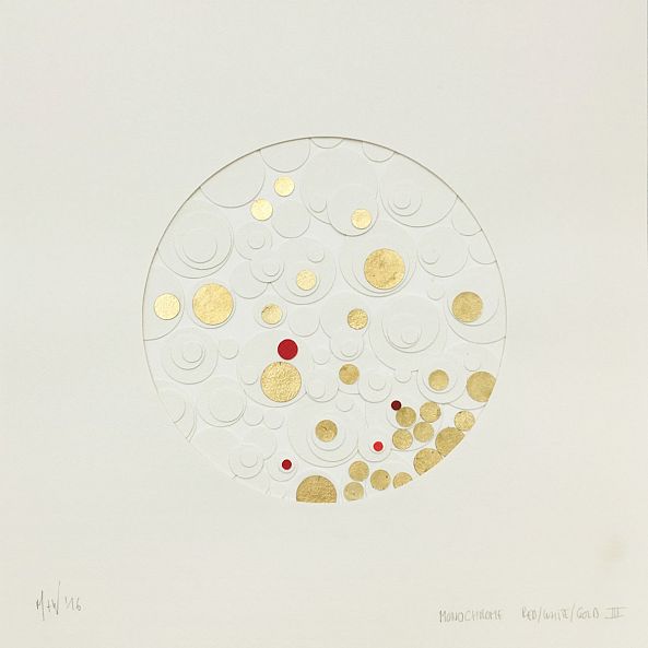 Composition in Red White and Gold III-Mick Wout