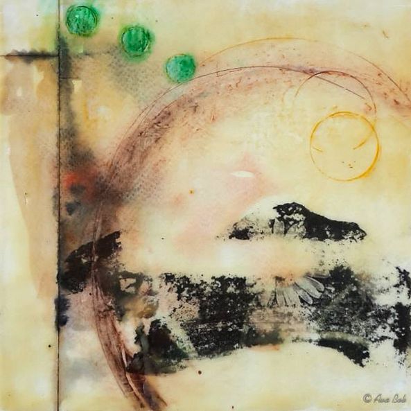 #36-2 by Ava Bob - Encaustic painting - 20x20 cm (8x8-Ava Bob