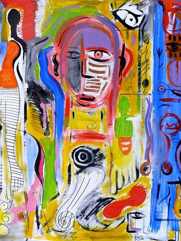 "Personnage com um ôlho grande" 81cmX100 cm Acrylique sur toile Saint Denis  2008-kinkas caetano