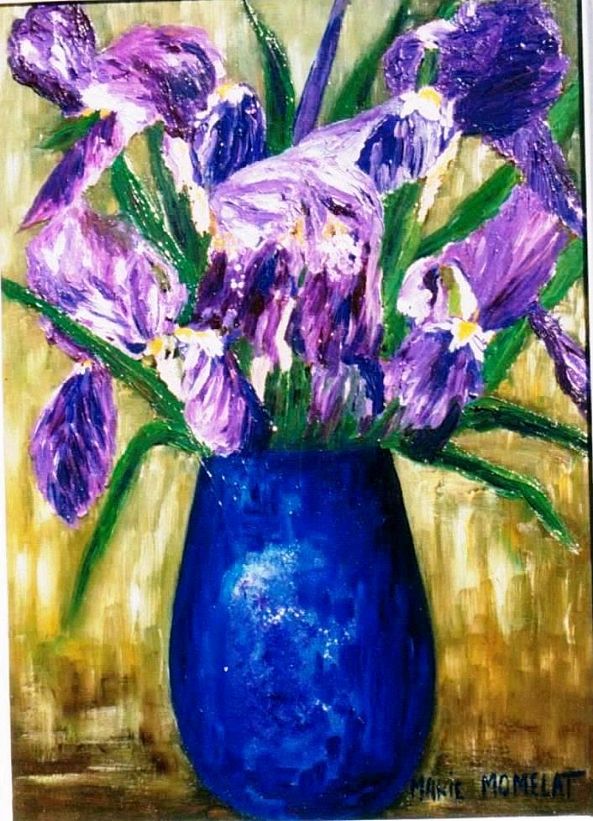 Bouquet d'Iris au vase Indigo-marie momelat
