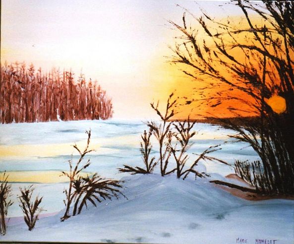 coucher de soleil sur paysage de neige-marie momelat