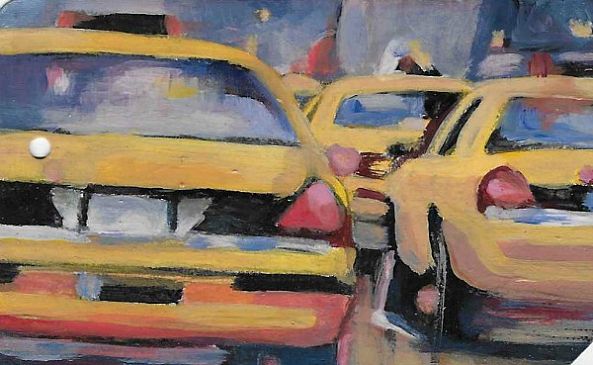 Taxi Jam on the back of a NYC used Metro Card-Stephanie Fonteyn