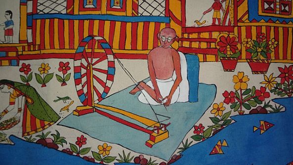 Gandhi Jeevan Darshan Scroll Painting 50 Meter Long On Canvas-Bhanu  Dudhat