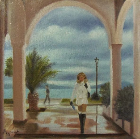 A moody day by Ageliki, 40X40cm, oil on canvas-Ageliki Alexandridou