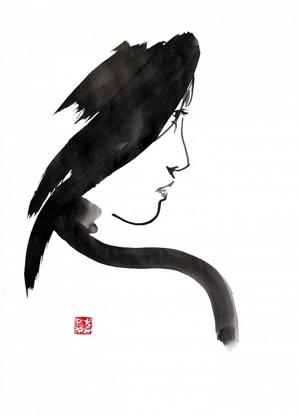 geisha lines-pechane sumi-e