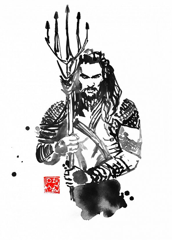 aquaman-pechane sumi-e