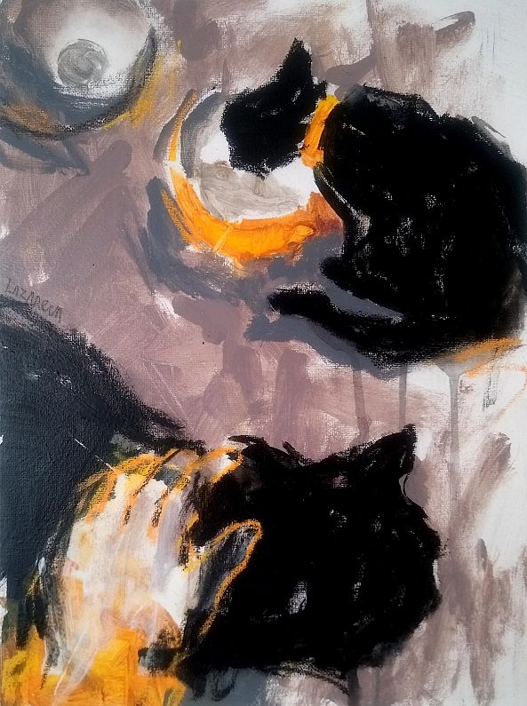 Black cats & yellow plate#1-Valerie Lazareva