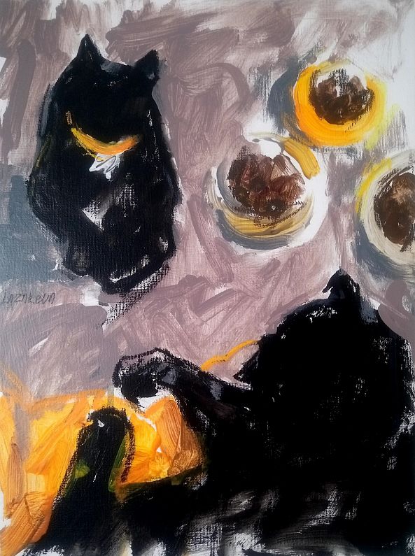 Black cats & yellow plate#2-Valerie Lazareva