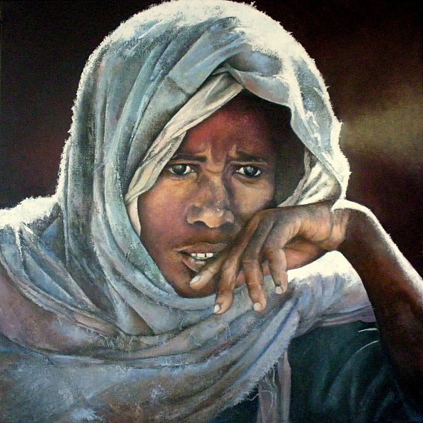 Ethiopian woman in contemplative attitude-Tomas Castaño