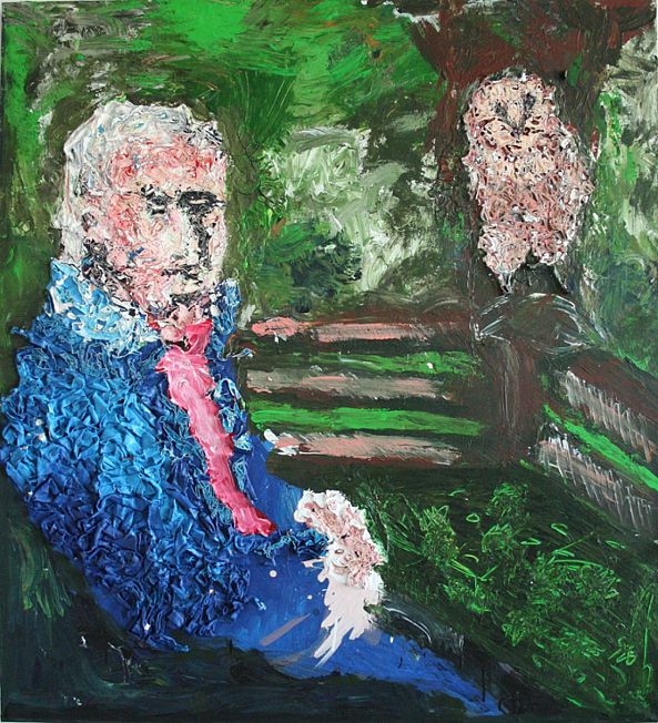 On the border - portrait of my father with an owl-Veronika Opavska