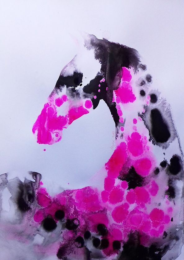 Spring Horses-Pink&Black portrait-marija colic