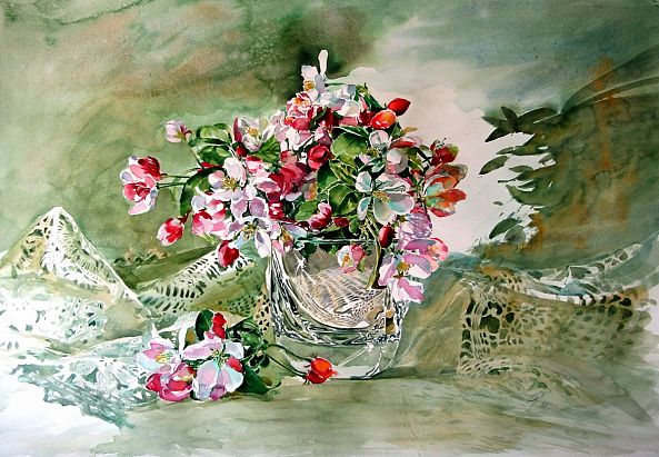 Still life with flowering branch III-Kovacs Anna Brigitta