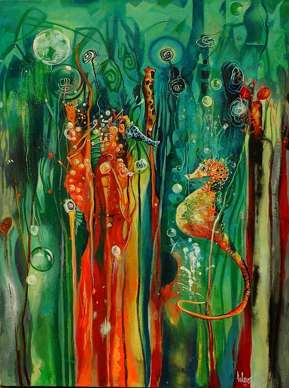 Red coral pregnant seehorses-Jorge Calero
