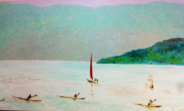 Rowing lesson on Ilha Bela.-Keller Rubens