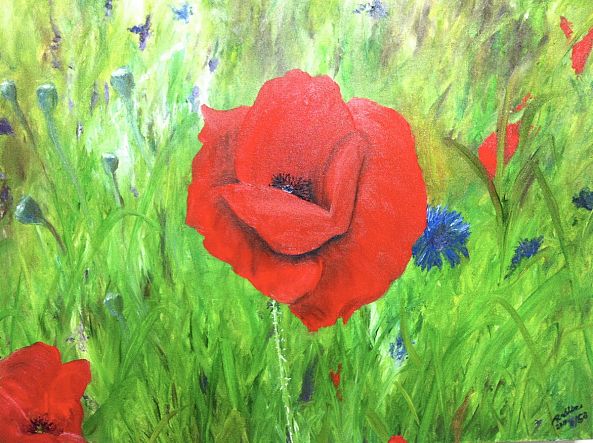 Red Flower of Monet's Garden.-Keller Rubens
