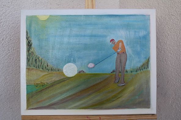 oil "Golfball im Flug"-Hansjörg Hermann