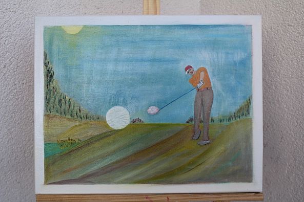 oil "Golfball im Flug"-Hansjörg Hermann