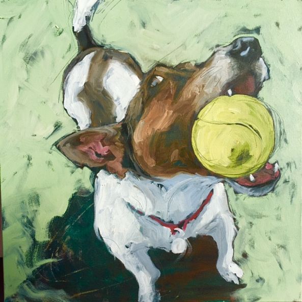 Dog and Ball-laughing dog art studio