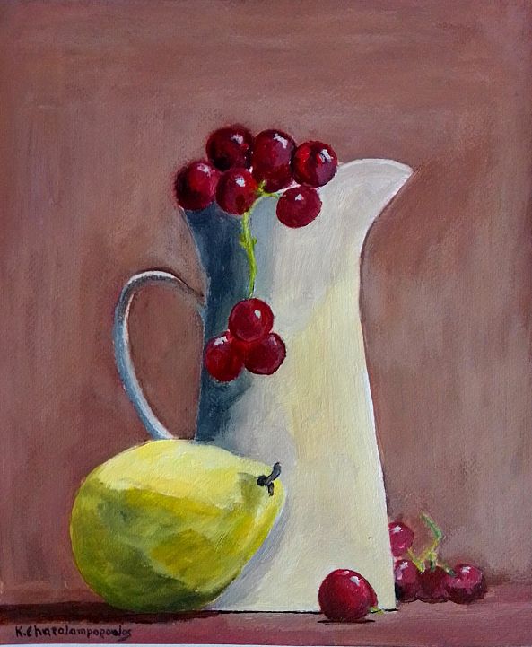 STILL LIFE WITH GRAPES AND LEMON-Konstantinos Charalampopoulos