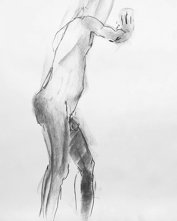 Drawing of fleating man-Gabriel Bouffard