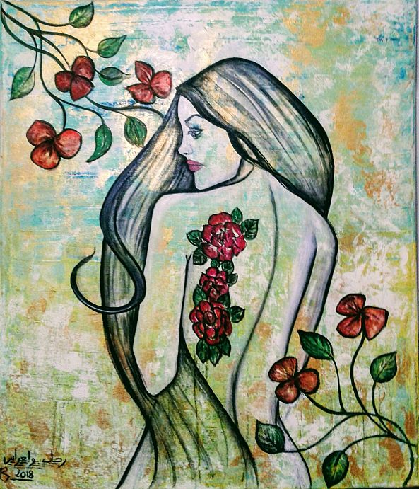 Femme et fleurs-Rihab Boulares