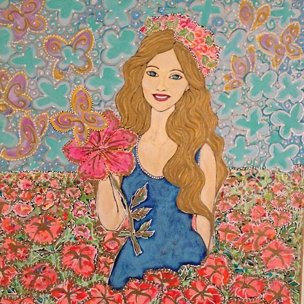 Femme aux fleurs-Paula Valeria