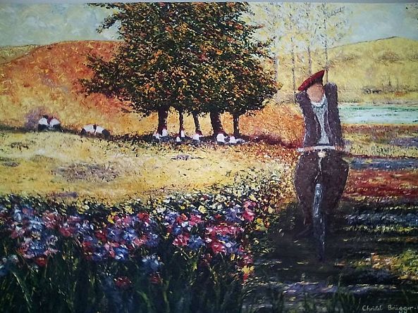 Bicycle Man in Provence (commissioned work)-Cristel Brugger