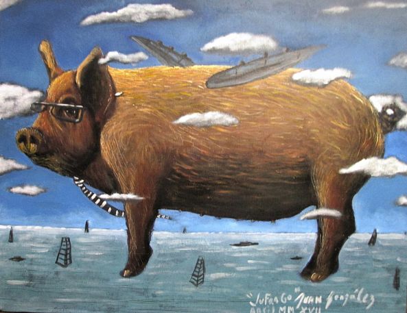 "El cerdote que volaba y vió todos los oceanos"-Juan Francisco