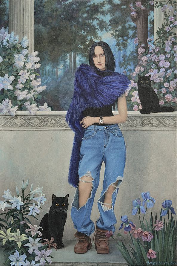 Contemporary painting with Mona Lisa "Spring"-Nataliya Bagatskaya