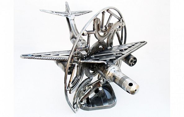 Abstract metal sculpture airplane “parallax”-Dendrinos gIANNIS