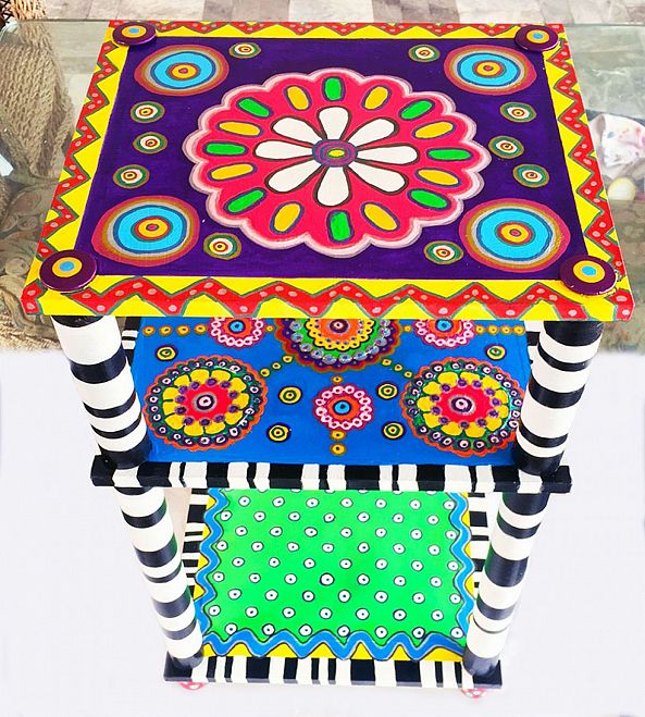 Absolutely Fabulous Uber Cool & Funky Mandala Table / Art Piece-Maxine Page