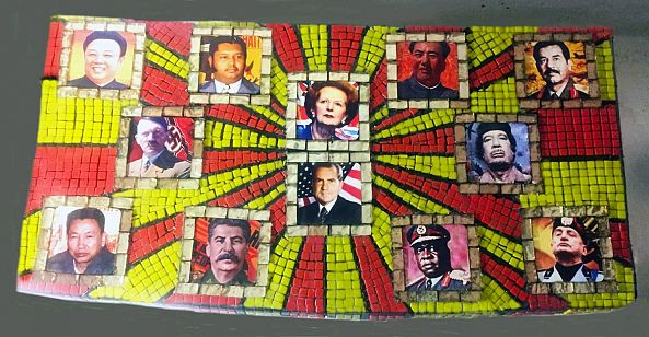 The Dictator Table— Super Kitsch & Utterly Unique Mosaic Pop Culture Piece-Maxine Page