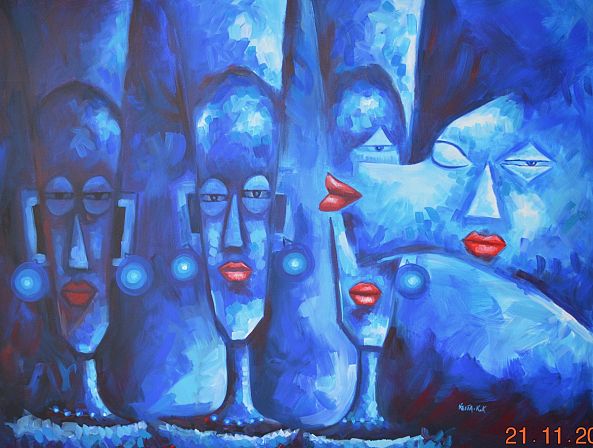 Blue women with red lips-keita kankam