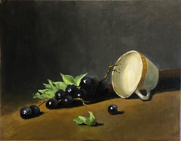Tea Cup and Grapes-Dominique Carrie