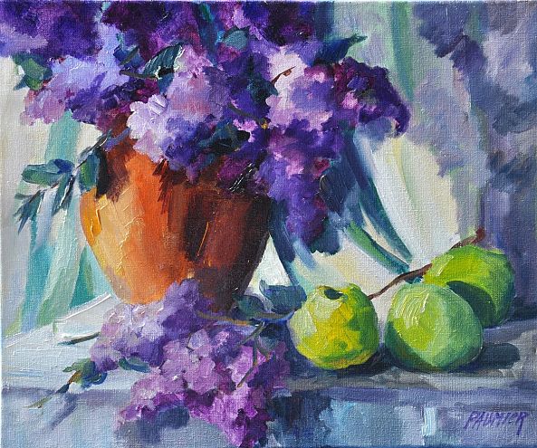 Bouquet de lilas et pommes vertes- 