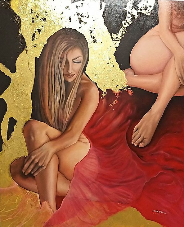 The Golden Wave oil on canvas 120 x 100 cm-Kate Nowak