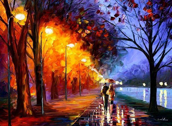 ALLEY BY THE LAKE — oil painting on canvas- 