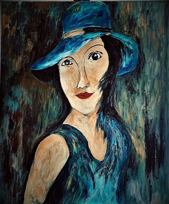 Femme bleue Cotignac-Yves Perrotte