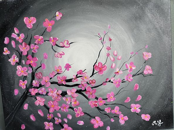 Cerisier en fleurs au clair de lune-Alexandra Guillon