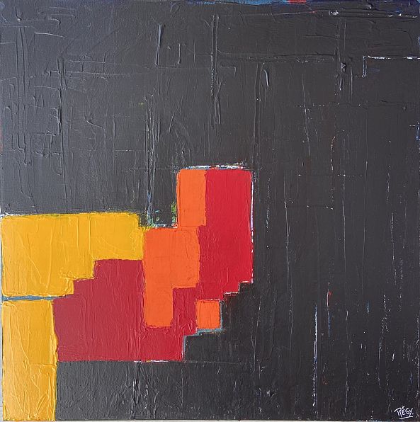 Palimpseste Noir, Rouge Orange et Jaune-Marie Régy