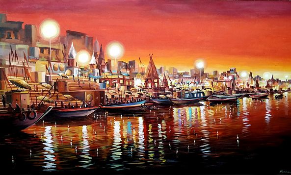 Colorful Night Varanasi Ghats-Samiran Sarkar