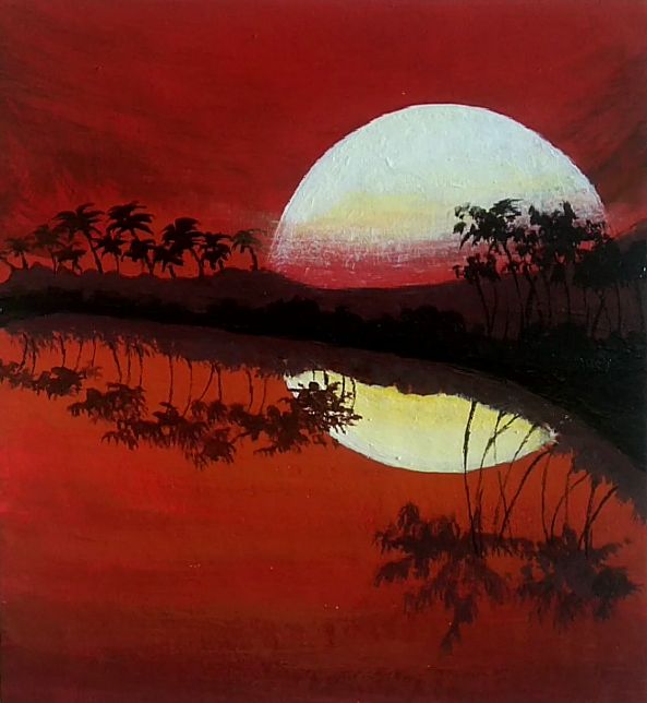 Aesthetic Sunset Scenery Acrylic Painting-Augustyn Engty