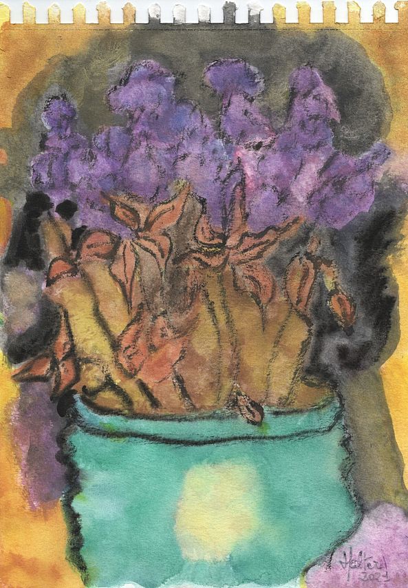 Vase aux fleurs séchées-Alain HALTER
