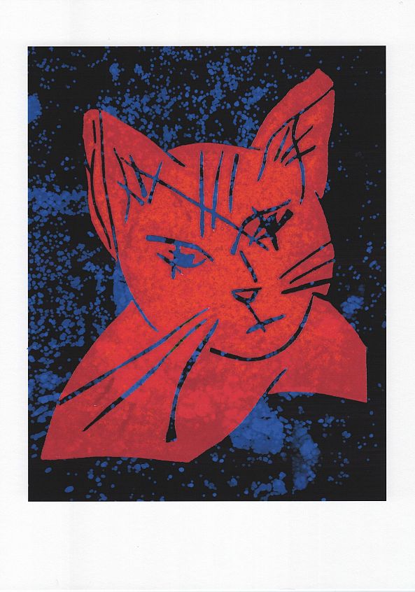 Chat rouge et bleu - A4-Alain HALTER