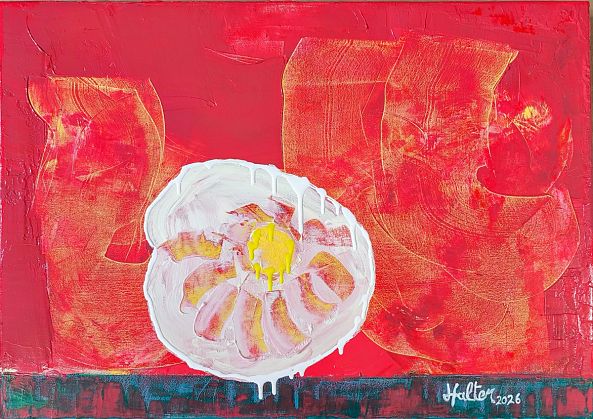 Fleur blanche sur fond rouge-Alain HALTER