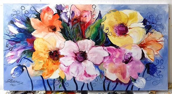 Flowers from the neighbor, original art Bissinger-Bissinger Elena