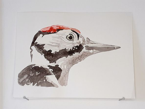 Pic épeichette AQUARELLE ORIGINALE Portrait d'oiseau Bois Home Decor Peinture-Matthieu Labarthe-Piol