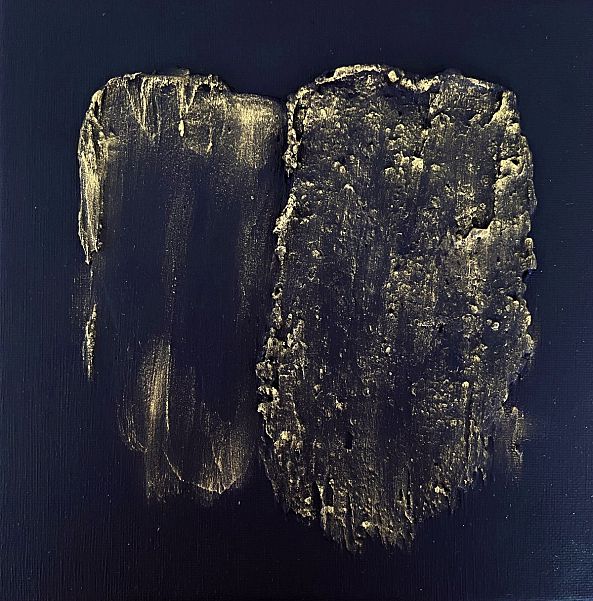 Gestes d'Éclat, acrylic, texture, black gold, abstract-Olivia Maro